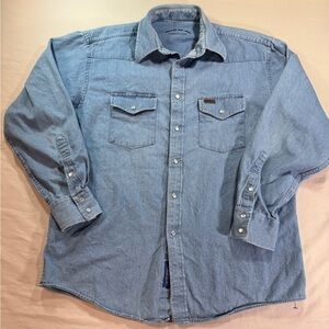 Pendleton Salt Creek Men’s XL Denim Shirt Pearl Snap Western Blue Vintage 90s
